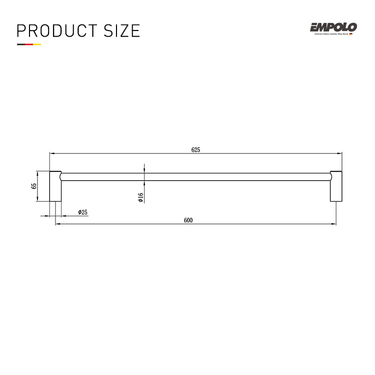 97101GM 60cm single towel bar	gun metal