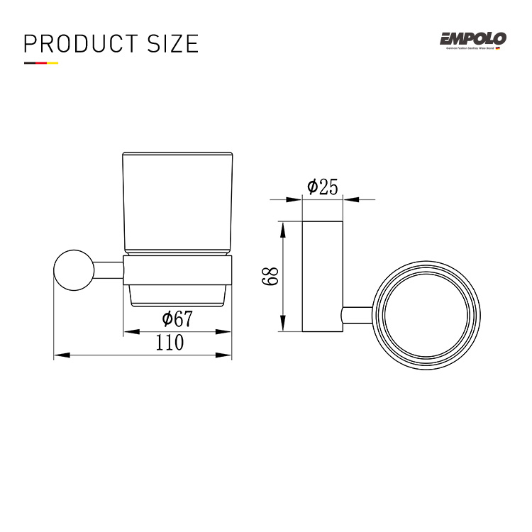 EMPOLO 97105GM tumbler holder gun metal