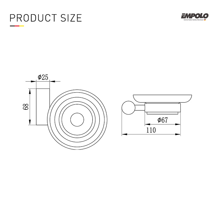 EMPOLO 97106GM 	soap dish holder	gun metal