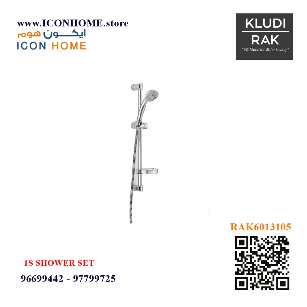 6013105-81 Kludi-RAK Shower 1S Hand Shower with Hose & Rail with Soap Tray