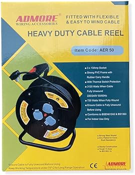 AER50 50M heavy duty ext. reel 99.9% pure copper admore