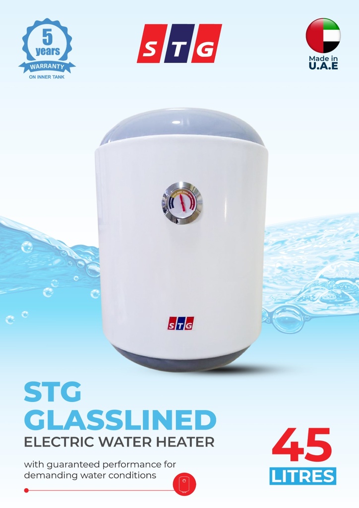 WATER HEATER STG GLASSLINED 45LTR UAE