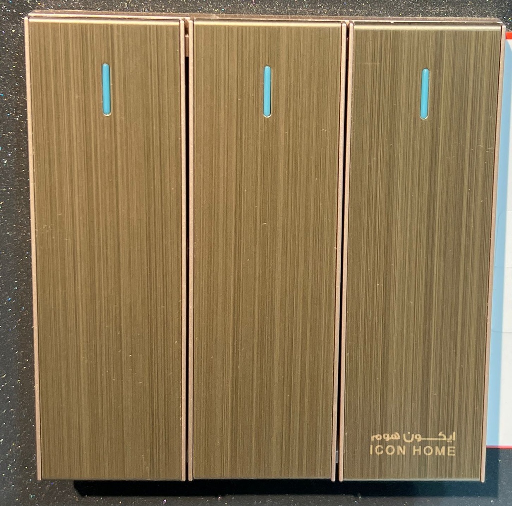 KS15-006 GOLD ICON HOME 3 GANG 2 WAY SWITCH