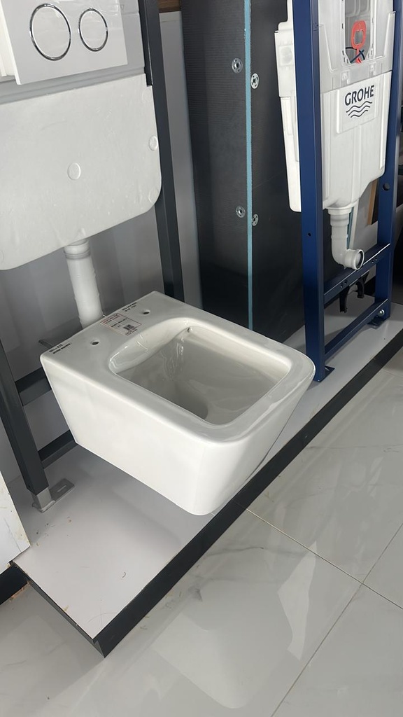 001-010 WHITE SQUARE WALL HUNG TOILET