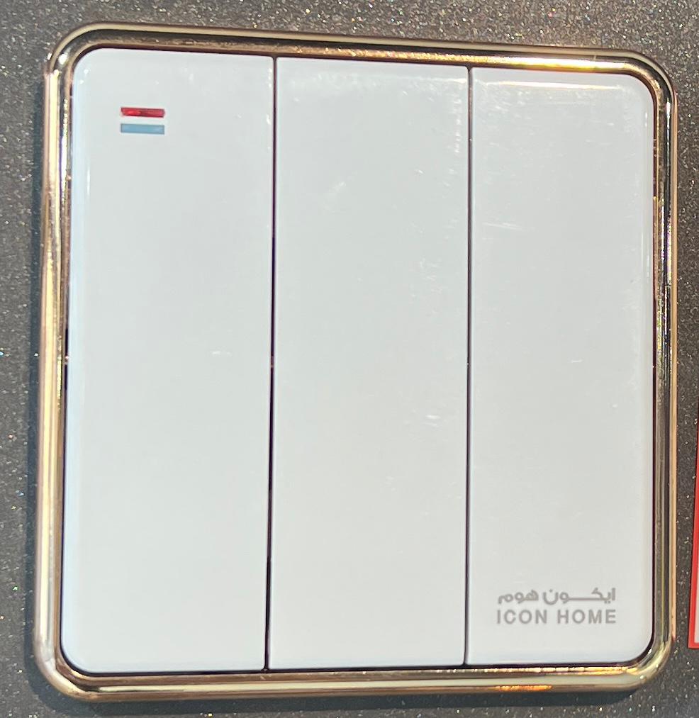 KS10-006 Golden Circle  ICON HOME 3GANG 2 WAYSWITCH