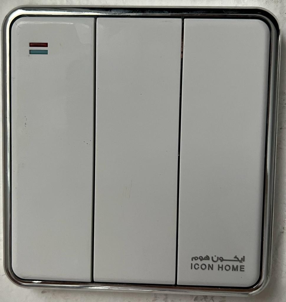 KS10-006 ICON HOME 3 Gang 2 way switch silver Circle 