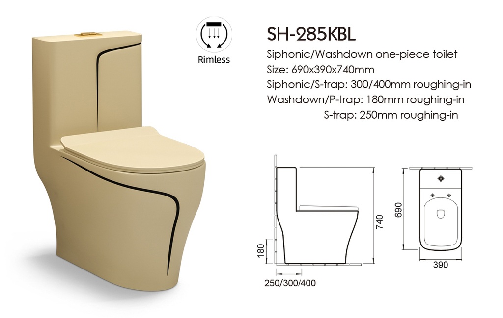 ICON HOME SH-285KBL S TRAP TOILET