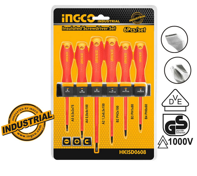 INGCO HKISD0608 6 PC insulated screwdriver set