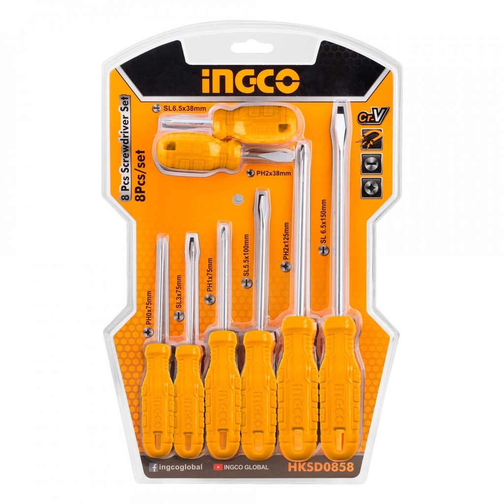 INGCO HKSD0858 8 Pcs screwdriver set