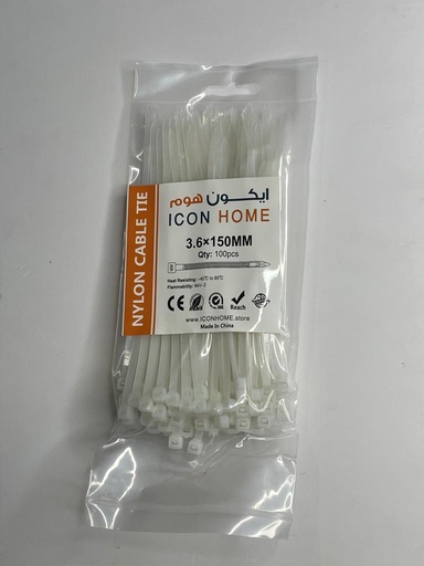 NYLON CABLE TIE 3.6*150mm white 100pcs/Bag