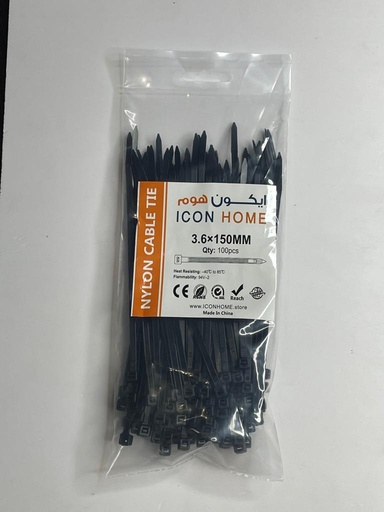 NYLON CABLE TIE 3.6*150mm black 100pcs/Bag