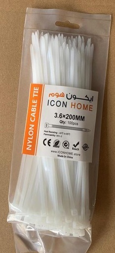 NYLON CABLE TIE 3.6*200mm white 100pcs/Bag