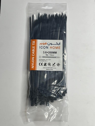 NYLON CABLE TIE 3.6*200mm black 100pcs/Bag