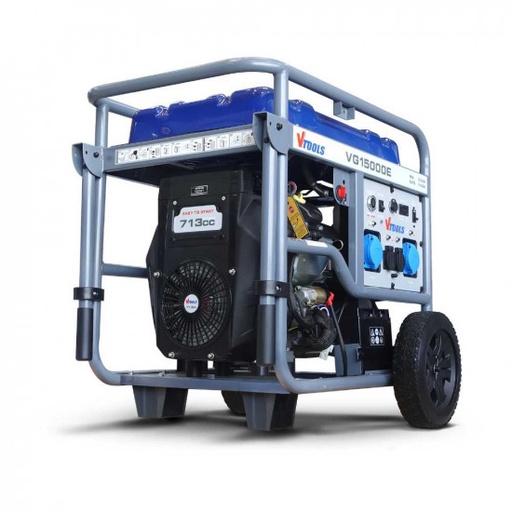 VTOOLS VG15000E GENERATOR Gasoline Rated 11kW, Max 12.50kW,220V/50HZ ,  E start w/battery,wheel & handlew/ATS
