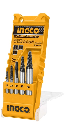 INGCO ASE008 5 PCS SCREW EXTRACTOR SET