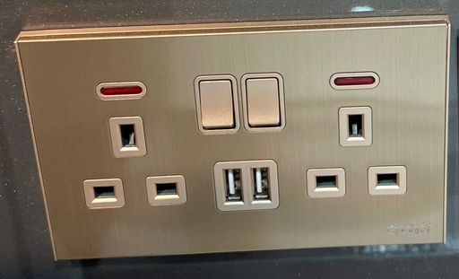 KS15-050 GOLD ICON HOME DOUBLE 13A SOCKET WITH 2 USB PORT