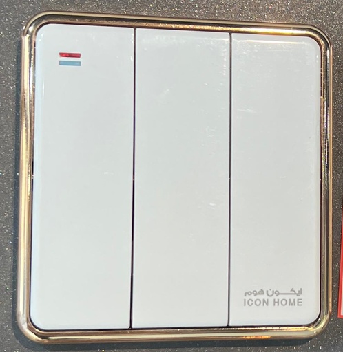 KS10-006 Golden Circle  ICON HOME 3GANG 2 WAYSWITCH