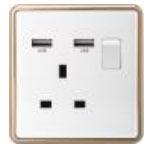 Golden Circle KS10-042 ICON HOME 13A SOCKET WITH 2 USB PORT