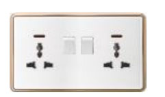 Golden Circle KS10-043 ICON HOME Switched double 3 pin universal socket with neon
