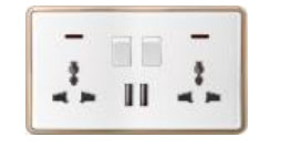 Golden Circle KS10-049 ICON HOME DOUBLE 3 PIN UNIVERSAL SOCKET WITH 2 USB PORT