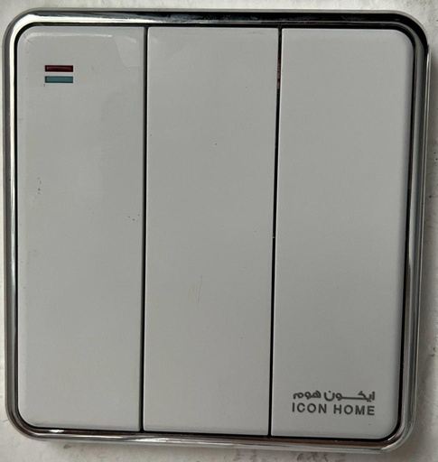 KS10-006 ICON HOME 3 Gang 2 way switch silver Circle 