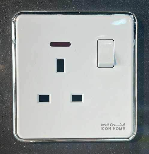 silver Circle KS10-017 ICON HOME Switched 13A socket with neon 
