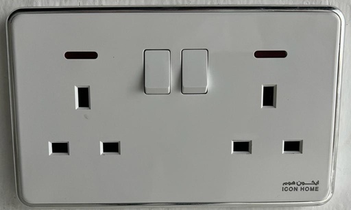 silver Circle KS10-048 ICON HOME Switched double 13A socket with neon 