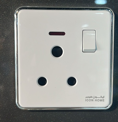 silver Circle KS10-057 ICON HOME Switched 15A socket with neon 