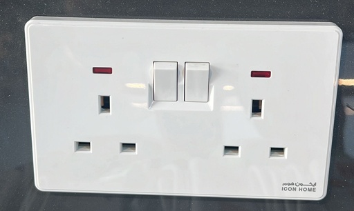 KCP1-048 ICON HOME Double switched socket with neon 