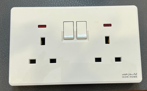 S7.1-045 ICON HOME SWITCHED DOUBLE 13A SOCKET WITH NEON