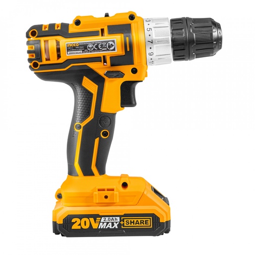 INGCO CDLI20024 20V CORDLESS 20V LI-ION 2.0AH IMPACT DRILL